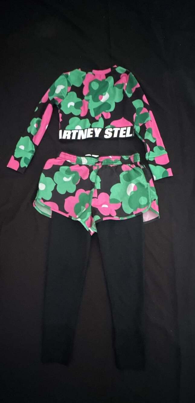 Adidas by Stella McCartney floral print long sleeve top and shorts set